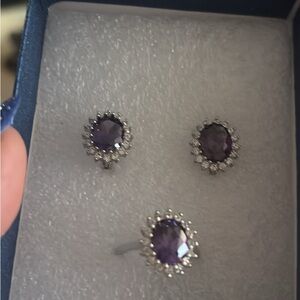 Elegant Silver and Purple Jewelry Set